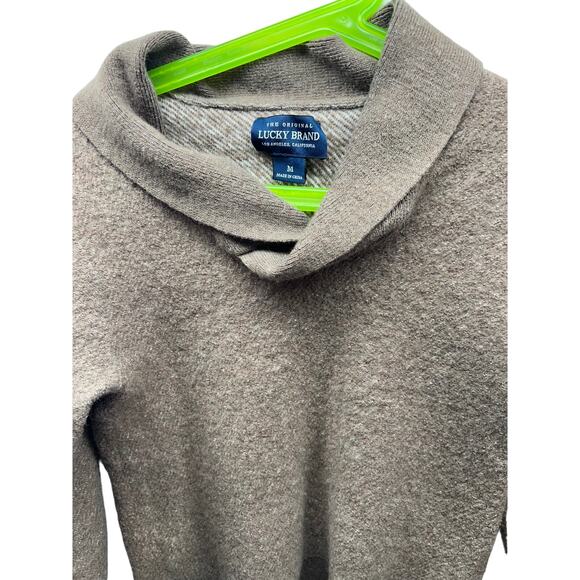 Lucky Brand Green Wool Blend Sweater - V Neck Cowl Neck - Picture 6 of 10